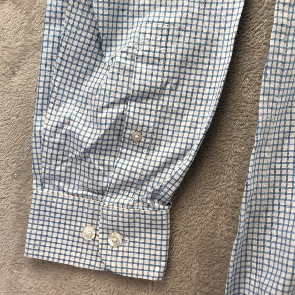 Duluth Trading Co. Men Shirt XLT Blue Check Wrinkle Fighter Trim Fit Button-Down - Picture 6 of 11